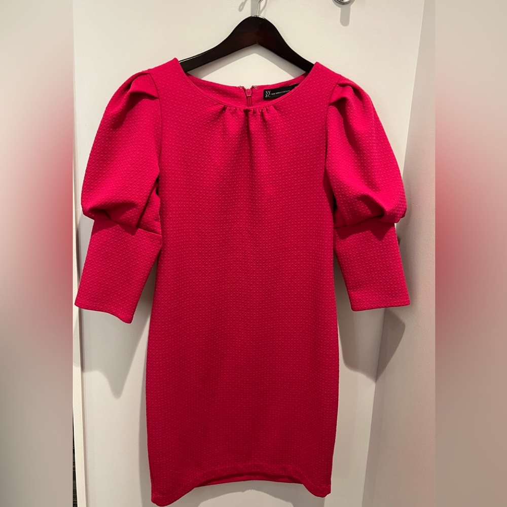 New York and Company Hot Pink Textured Dress Size Med